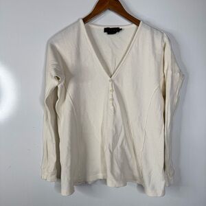 Hatch Cream Waffle Knit Henley Size 0